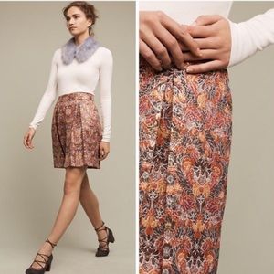 Anthropologie Maeve Rosia Brocade Floral Pleated Skirt